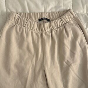 Brandy Melville Neutral Beige Elastic-Waist Joggers